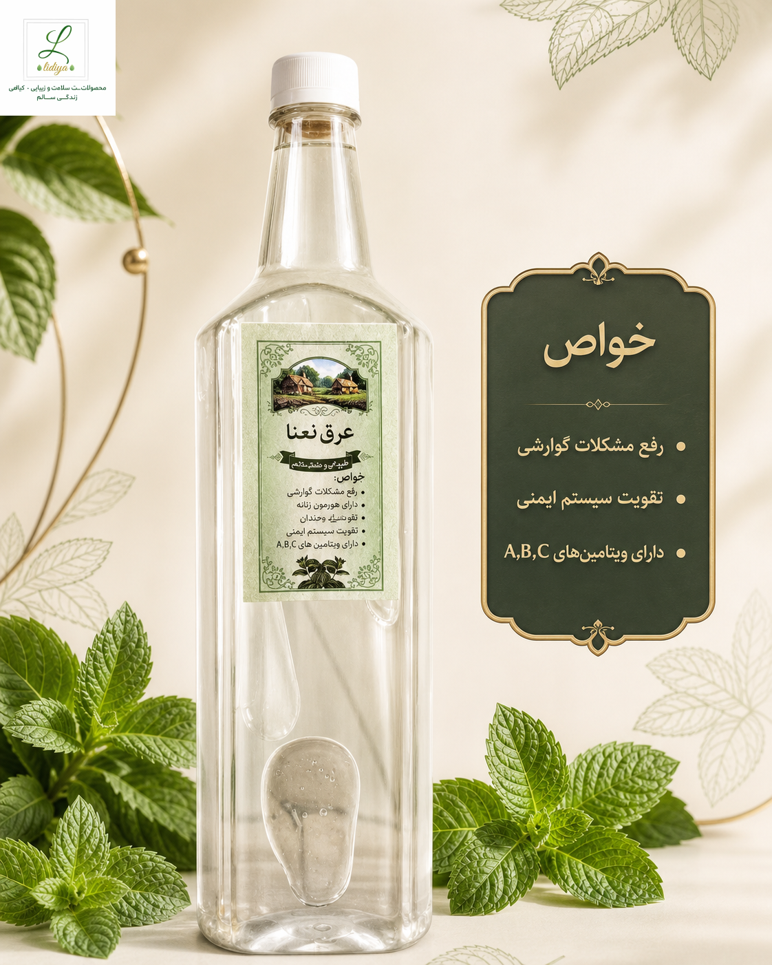عرق نعنا با کیفیت عالی ( دو آتیشه )(یک لیتری ) درمانی