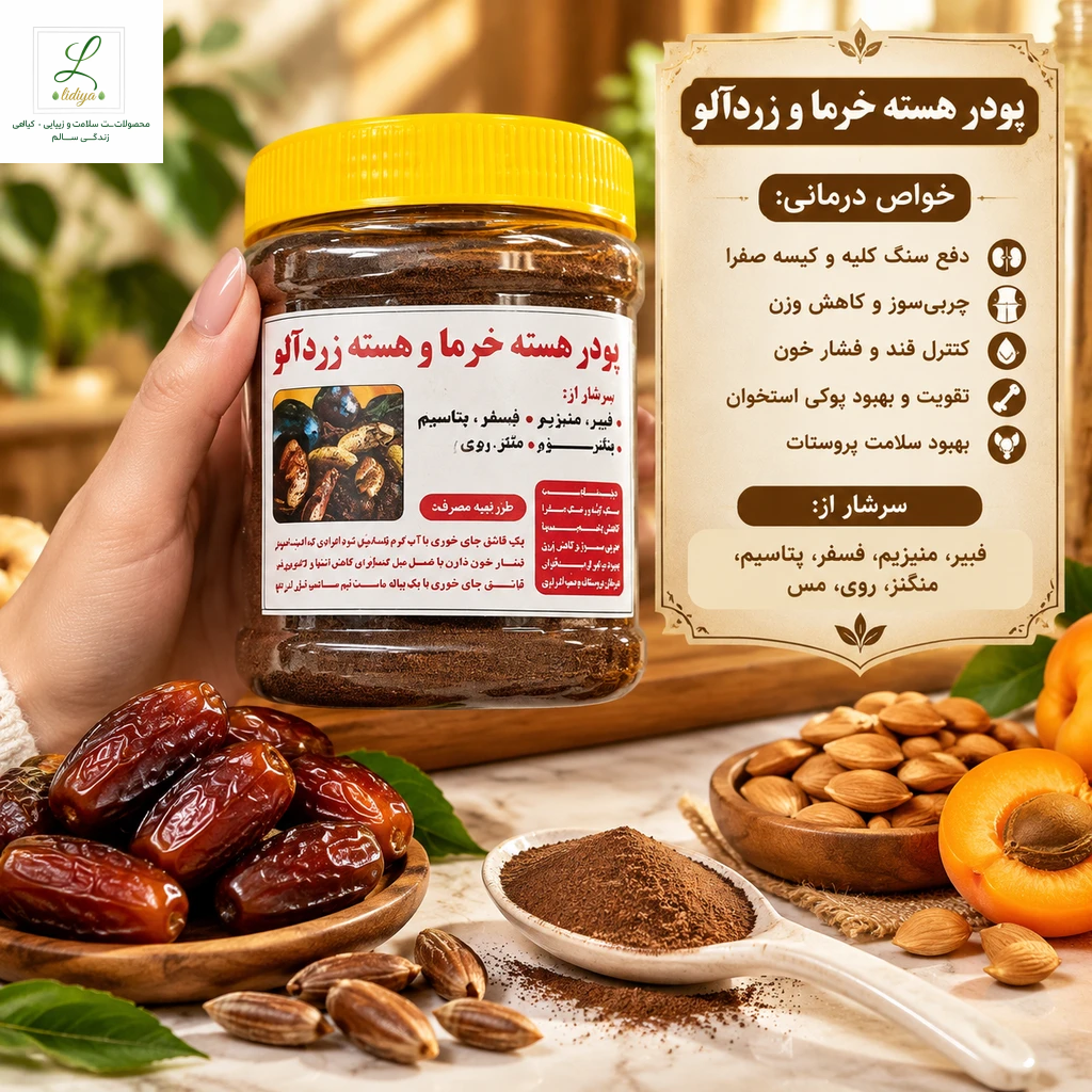 قهوه هسته خرما (دمنوش انرژی‌بخش، فاقد کافئین و سرشار از آنتی‌اکسیدان) پودر قهوه هسته خرما 100٪ خالص و رست‌شده